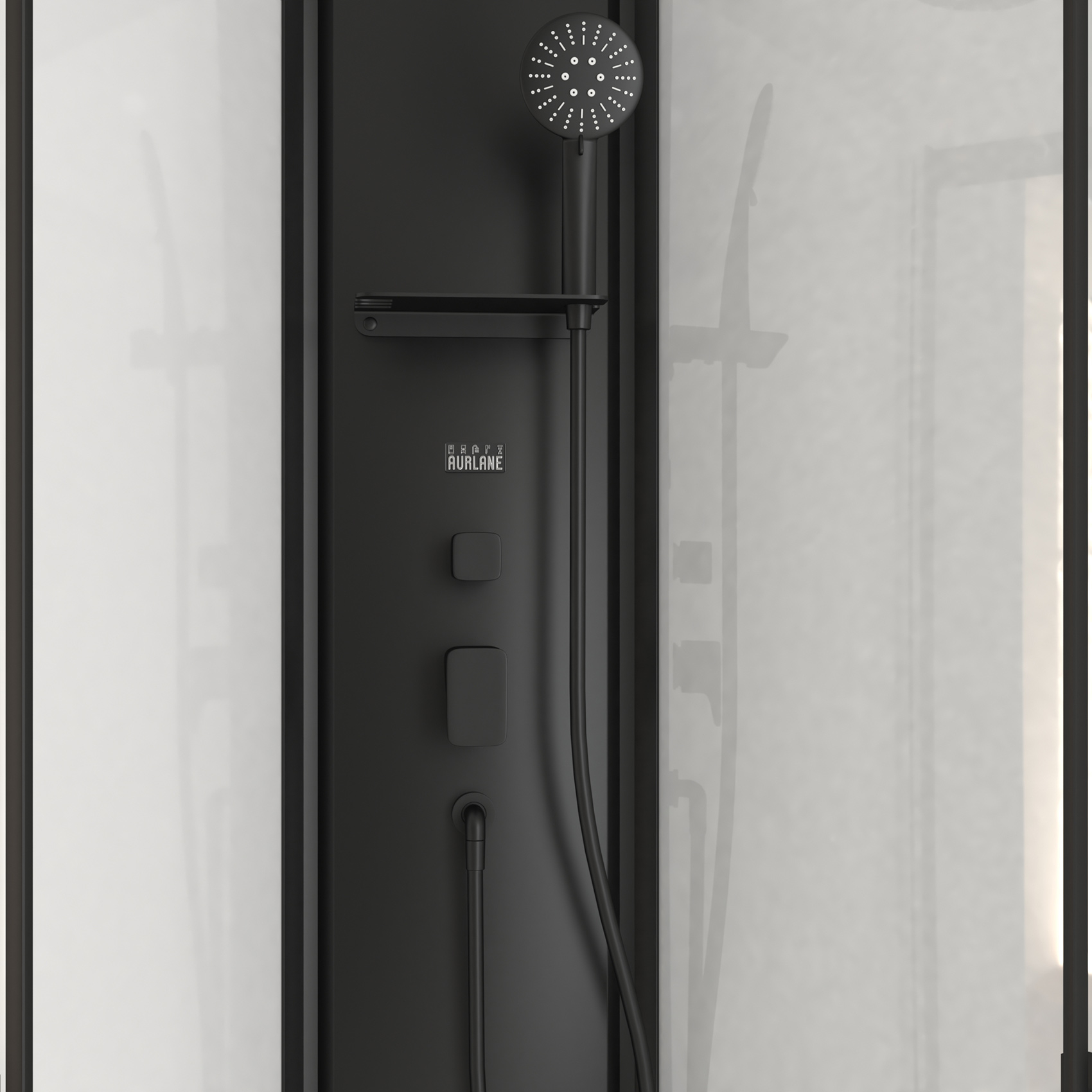Cabine de douche 1/4 de cercle style contemporain — vue 3