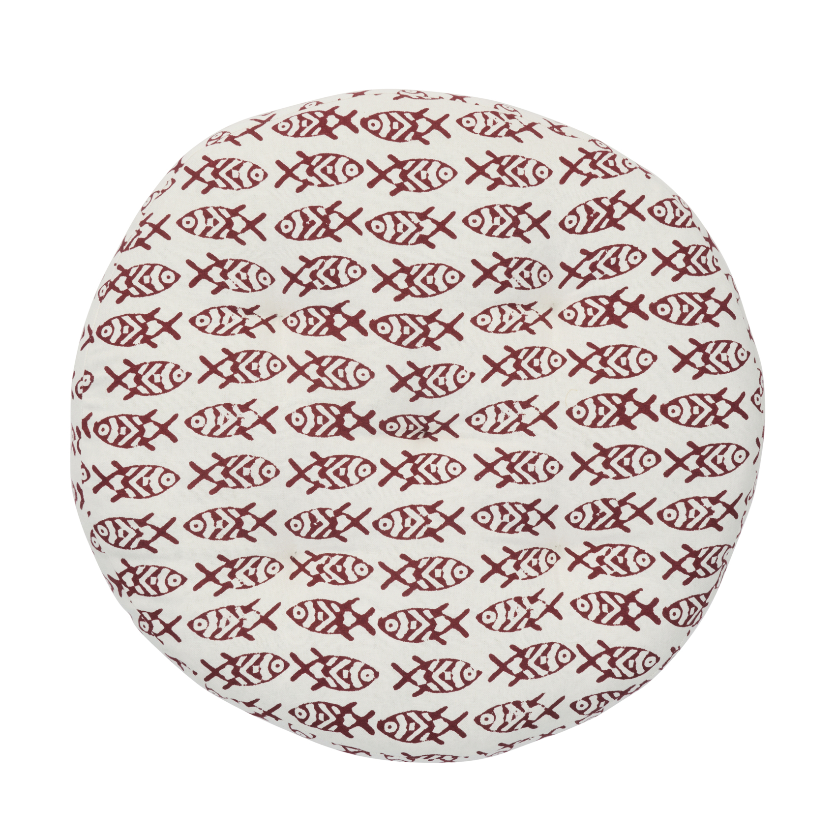 Galette de chaise ronde 100% coton poisson Indien MADAM STOLTZ
