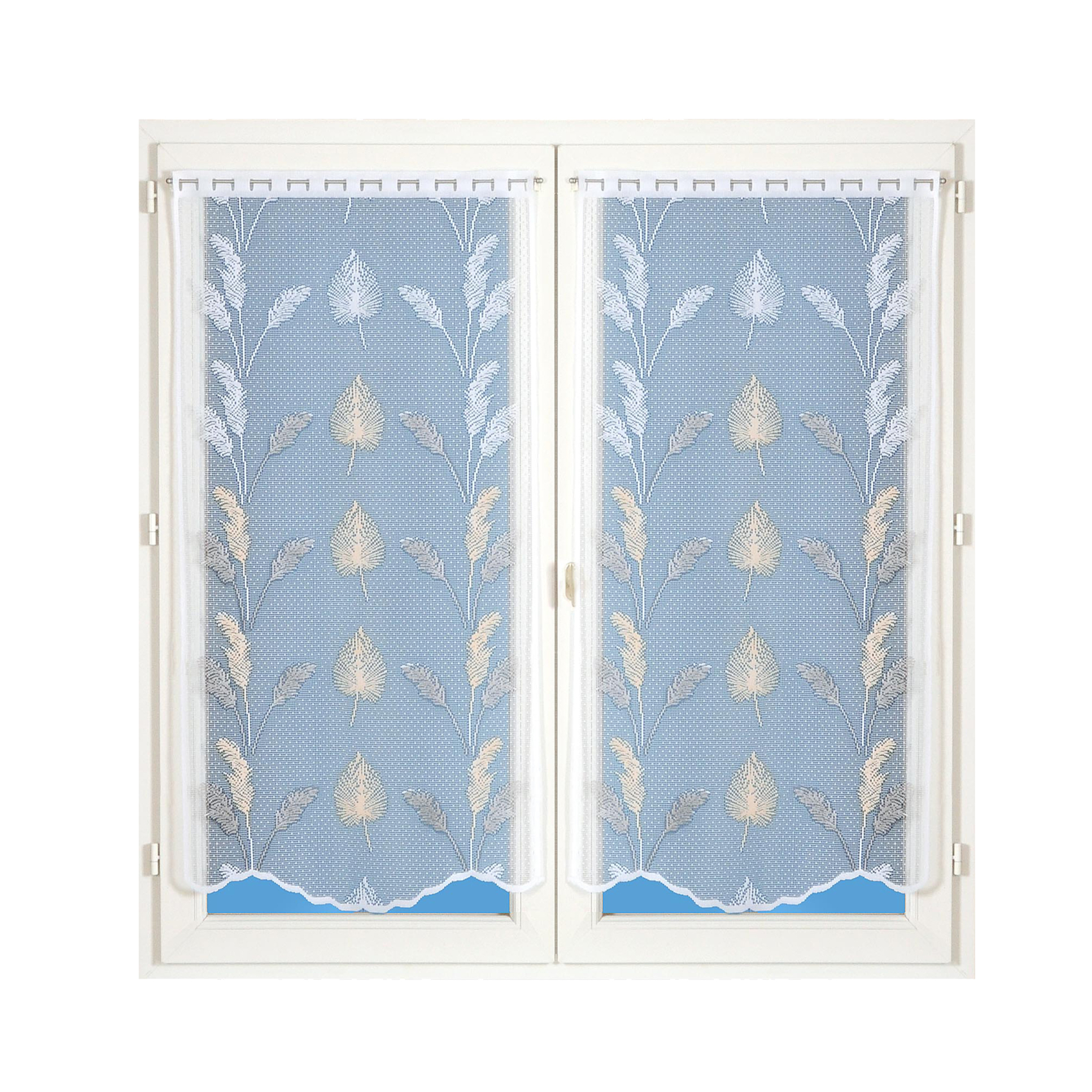 Paire de vitrages dentelle base ondulée feuillage — vue 3