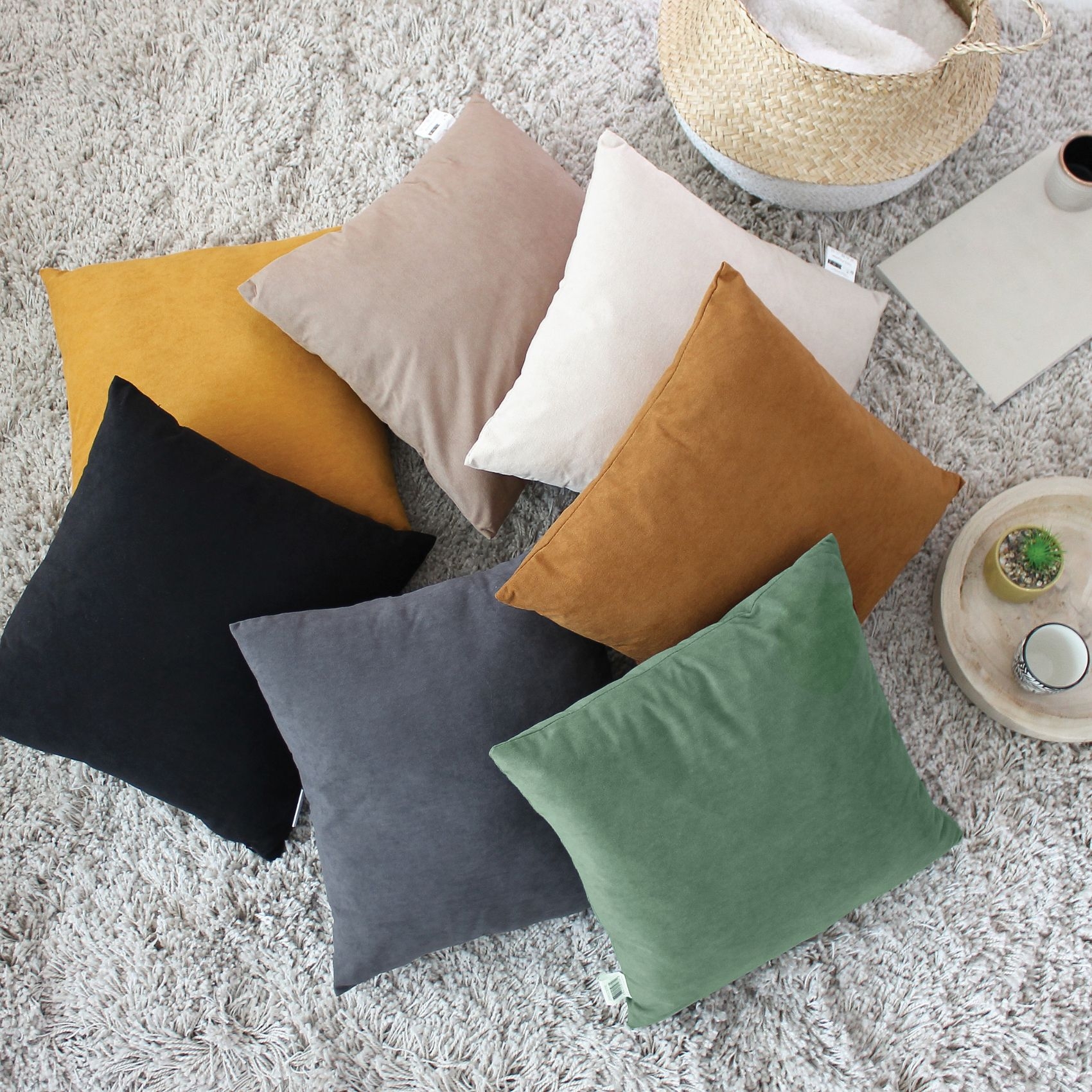 Coussin dehoussable en velours — vue 3