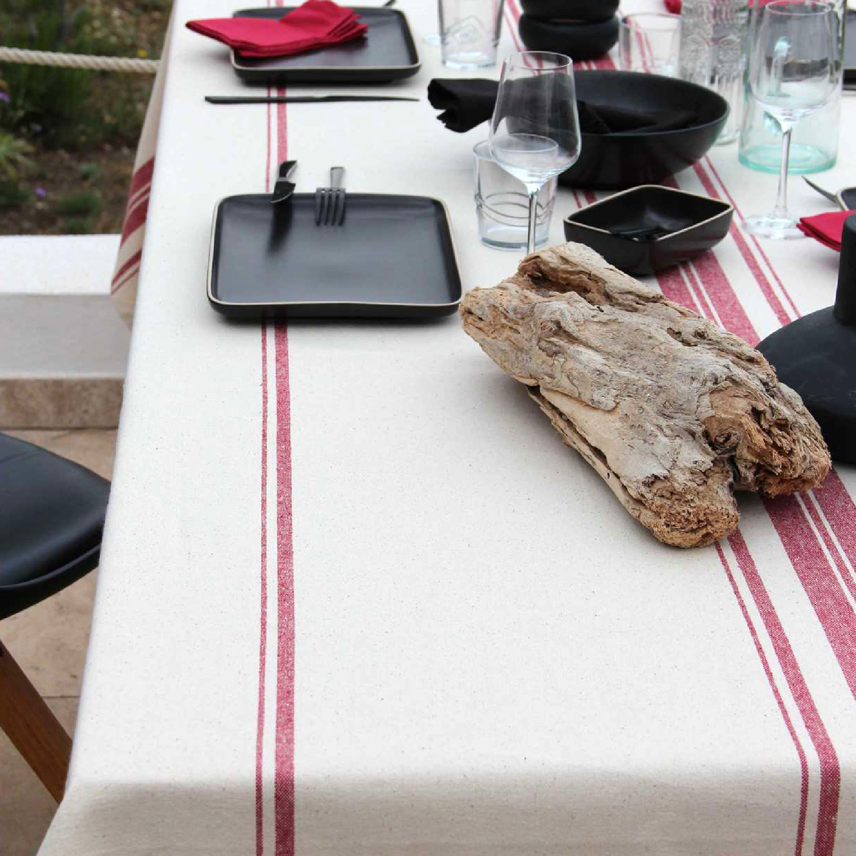Nappe Rustique Chic Coton Lavé Prunelle — vue 4