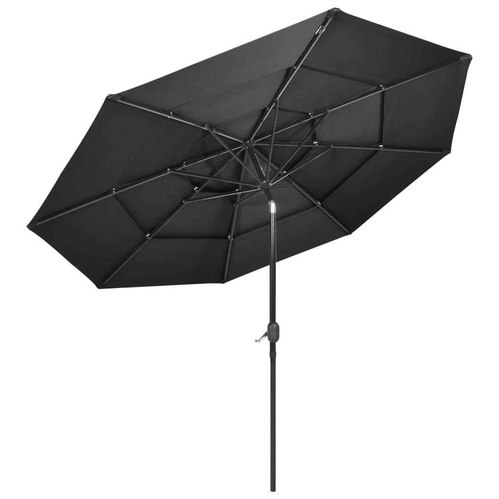 Parasol à 3 niveaux avec mât en aluminium 3 mètres — vue 4