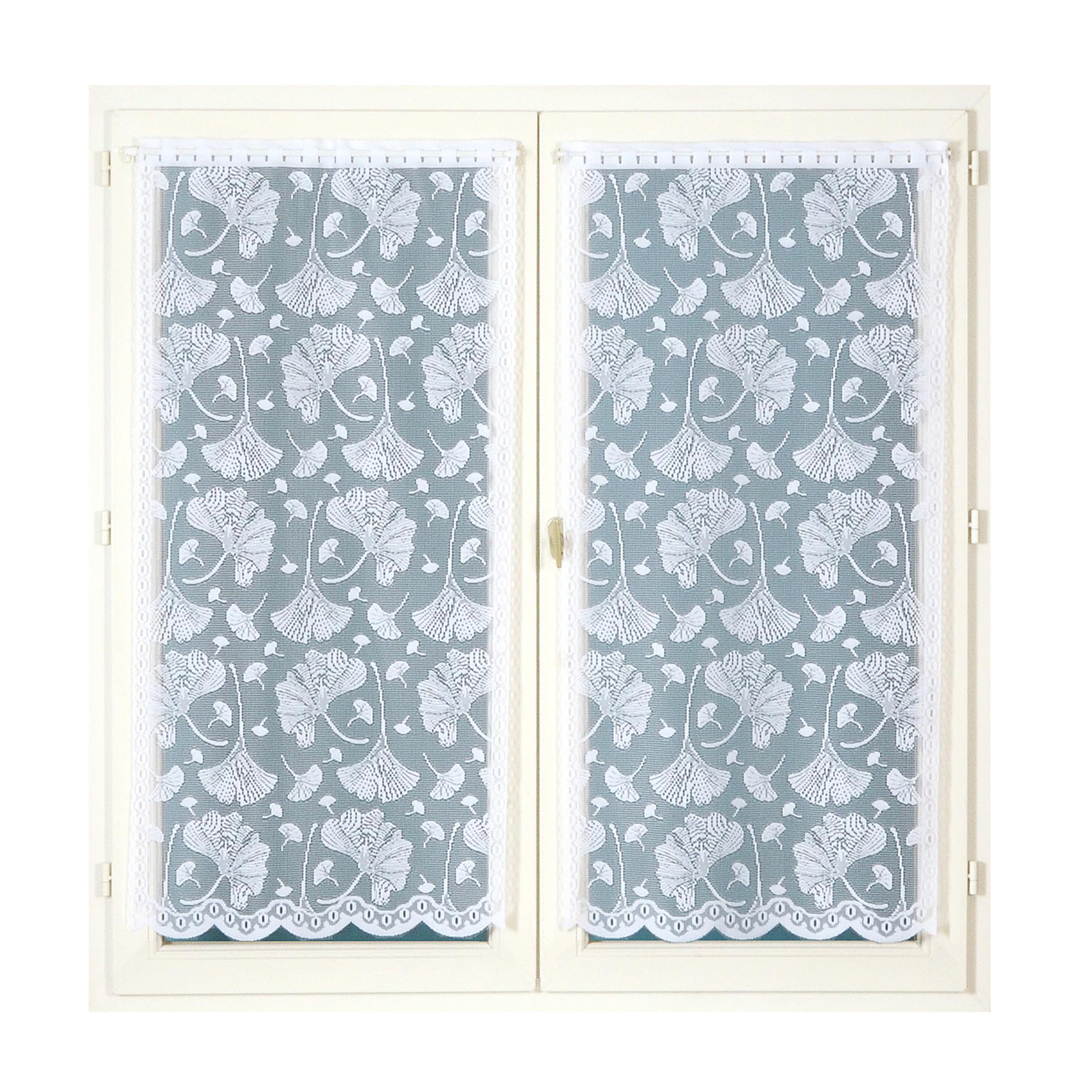 Paire de vitrages base découpée en dentelle ginkgo — vue 3