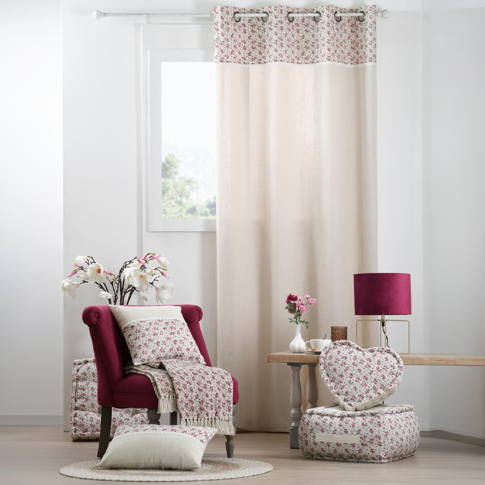 Rideau coton imprimé petites fleurs — vue 5