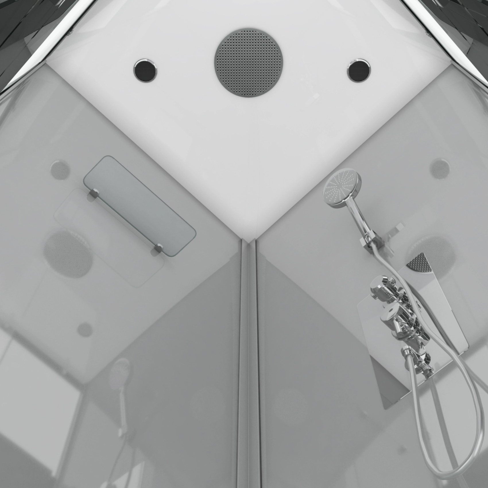 Cabine de douche carrée à bandes laquées — vue 3