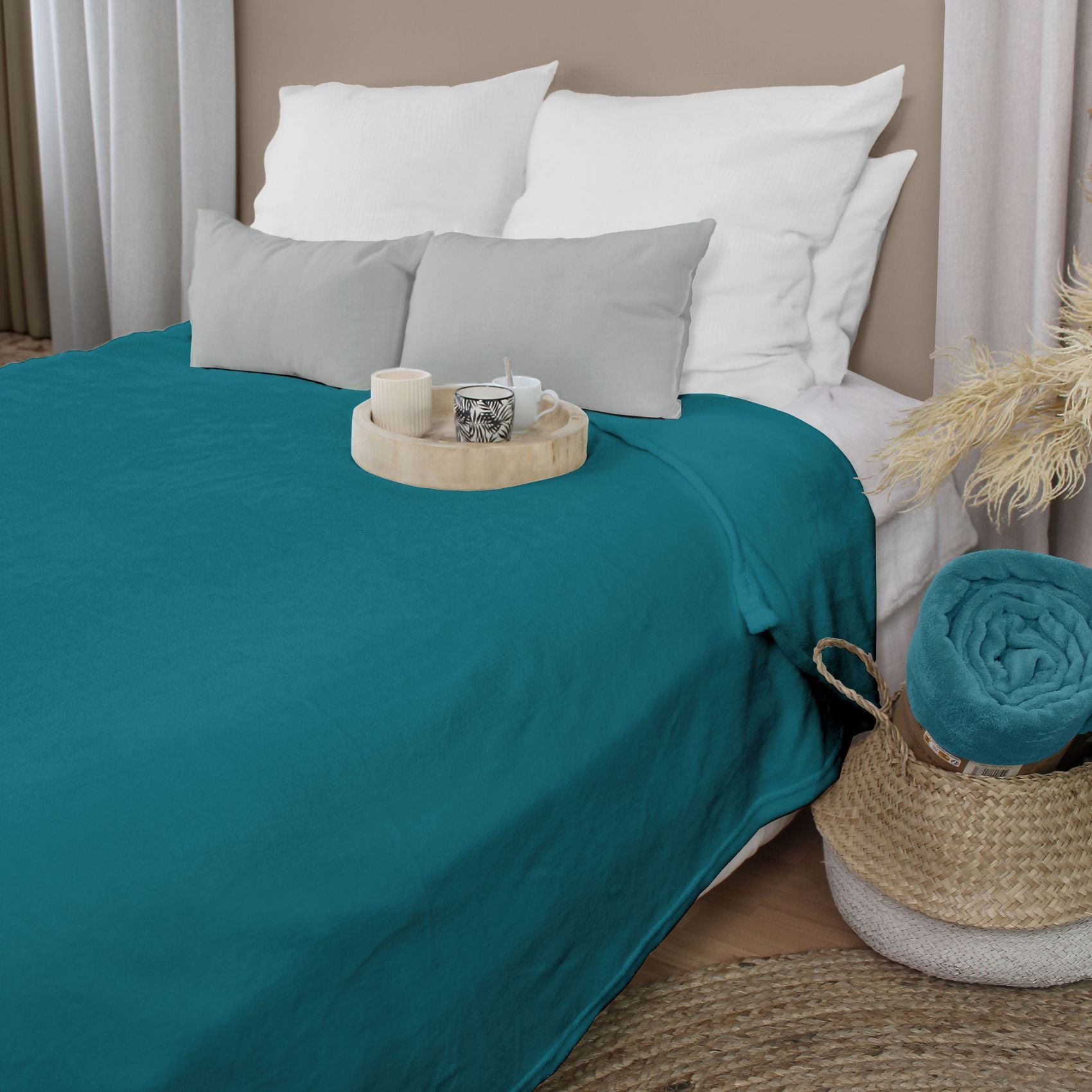 Plaid uni en polaire molletonnée — vue 3