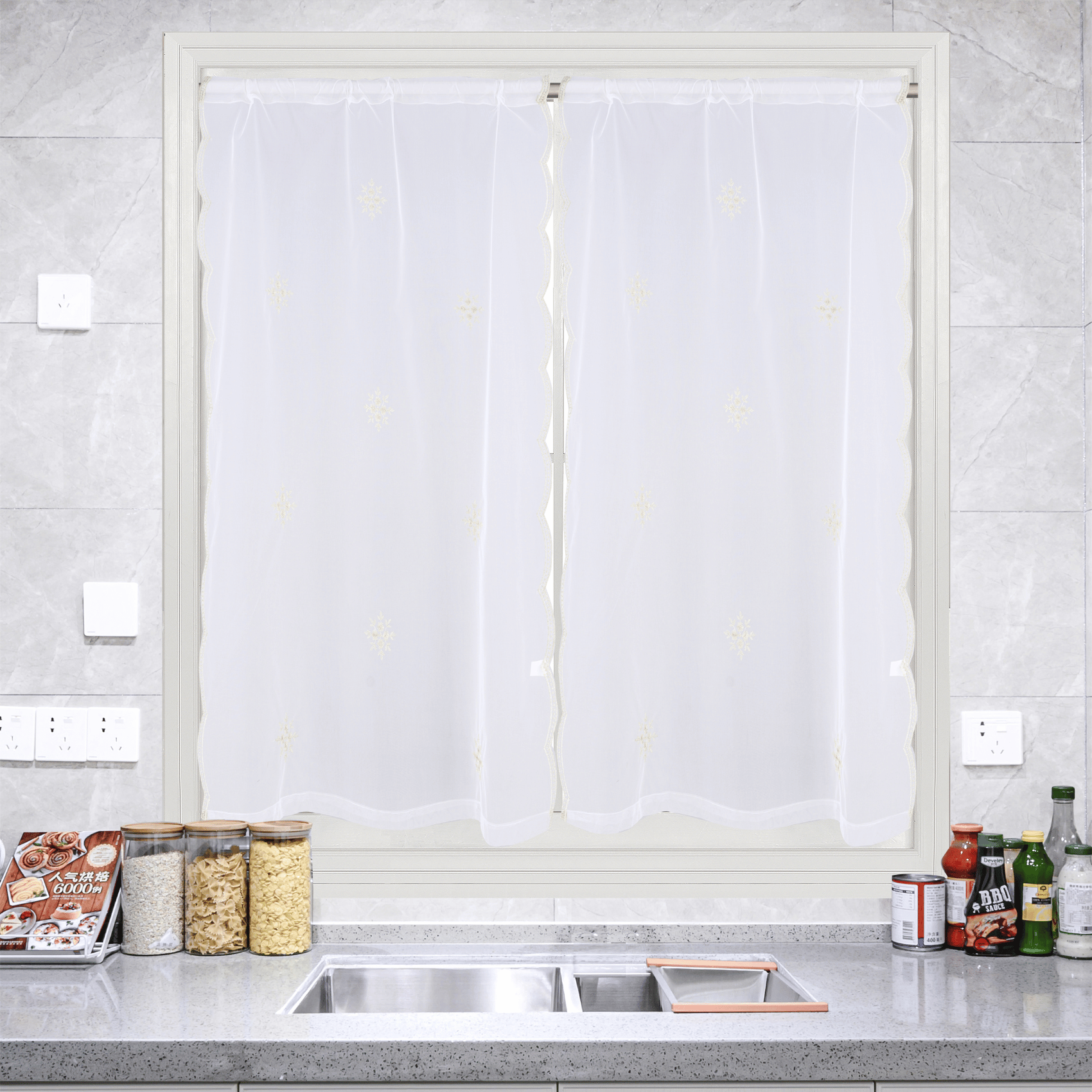 Paire de petits voilages motif flocons — vue 5