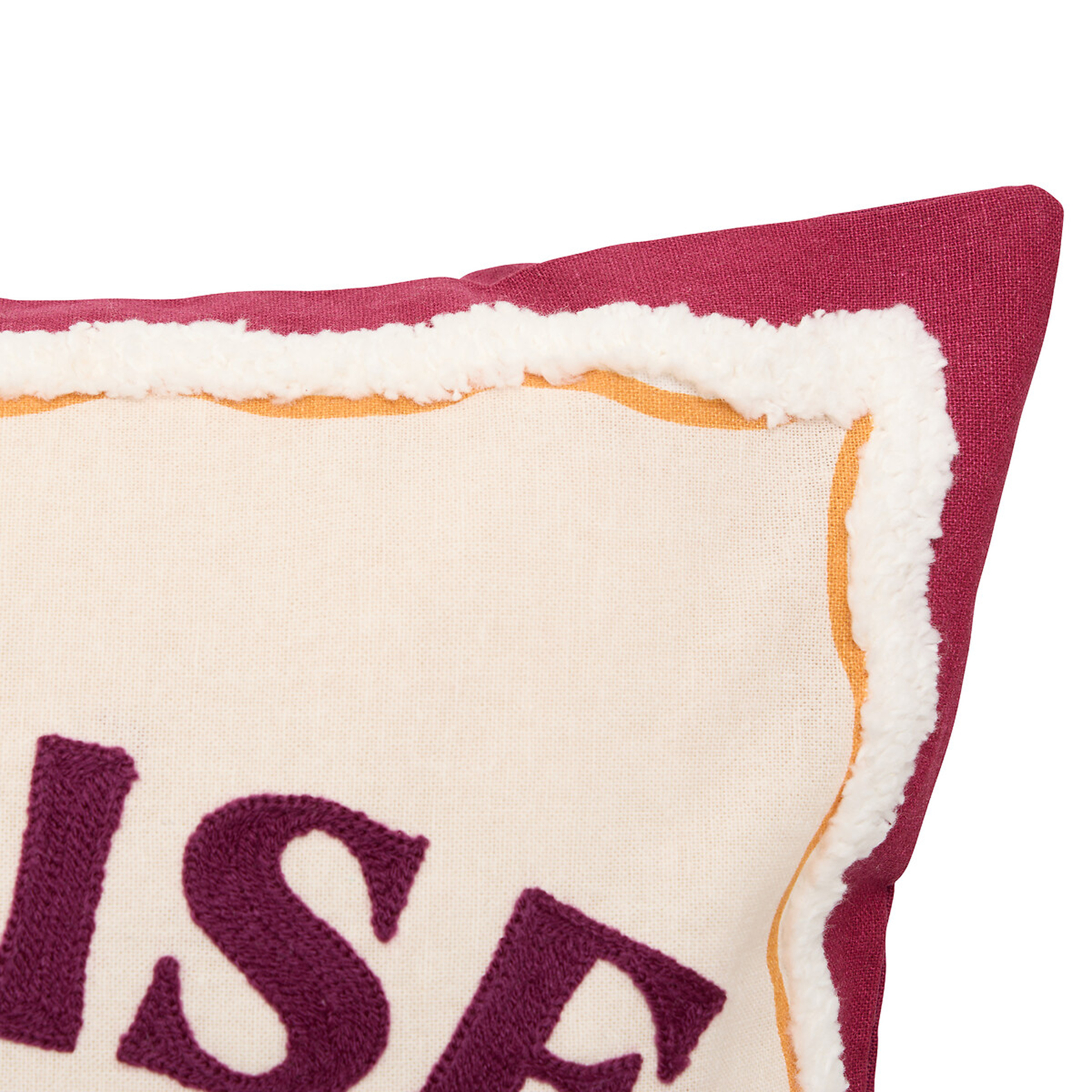 Coussin décoratif en coton brodé avec motif soleil — vue 3
