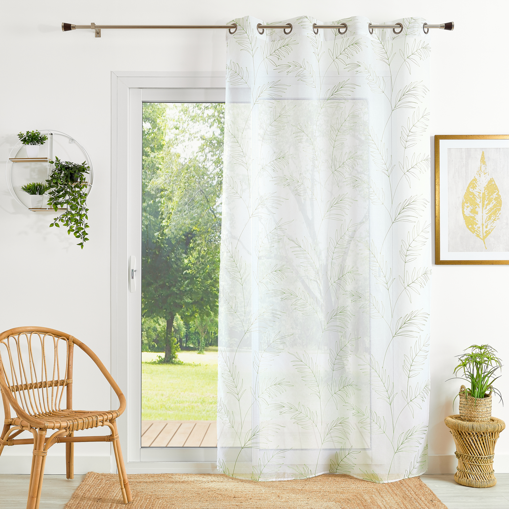 Voilage brodé motif feuilles — vue 5