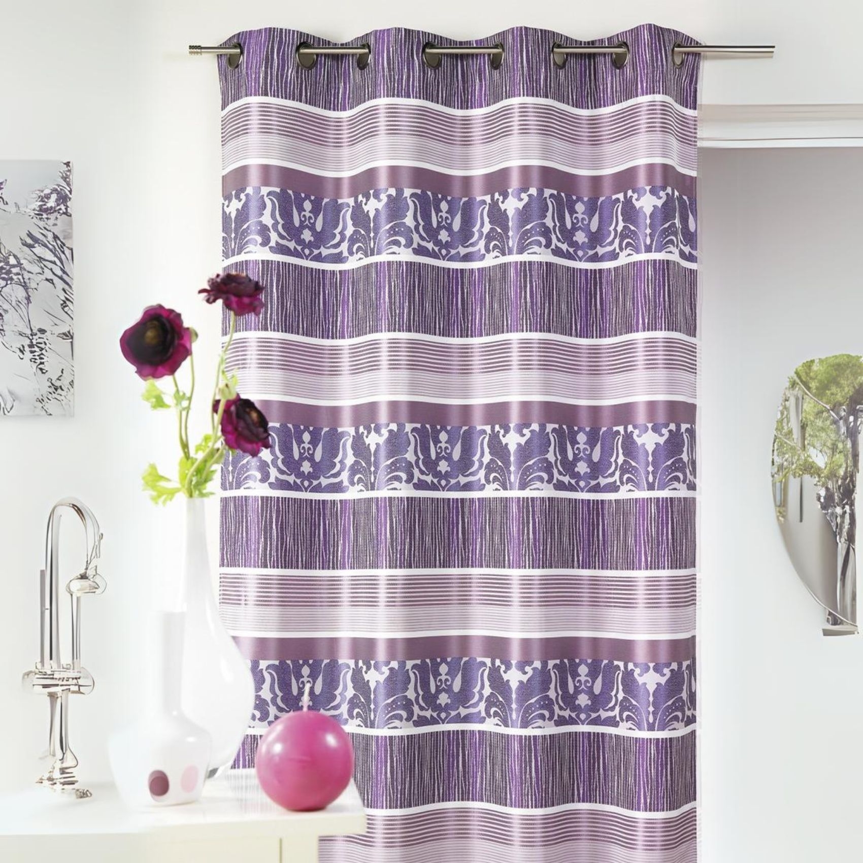 Rideau en jacquard à rayures horizontales colorées — vue 3