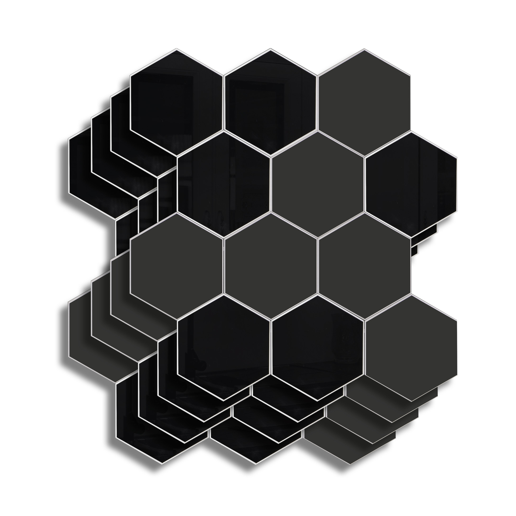 Lot de 4 crédences adhésives murales 3D effet carrelage hexagonal — vue 3
