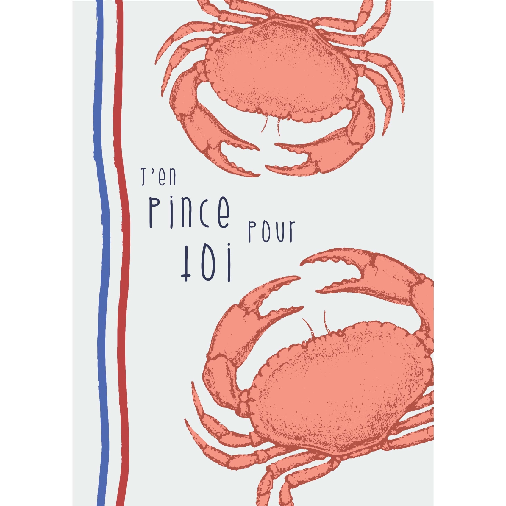 Lot de 3 torchons illustrations marines en coton lavé