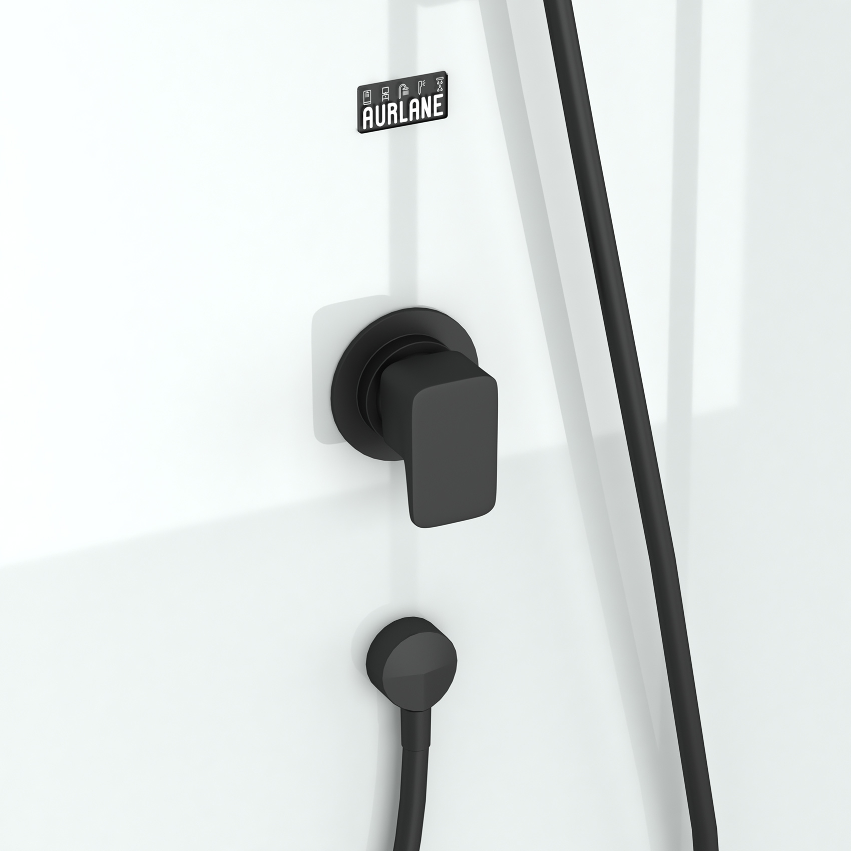 Cabine de douche carrée minimaliste style contemporain — vue 4