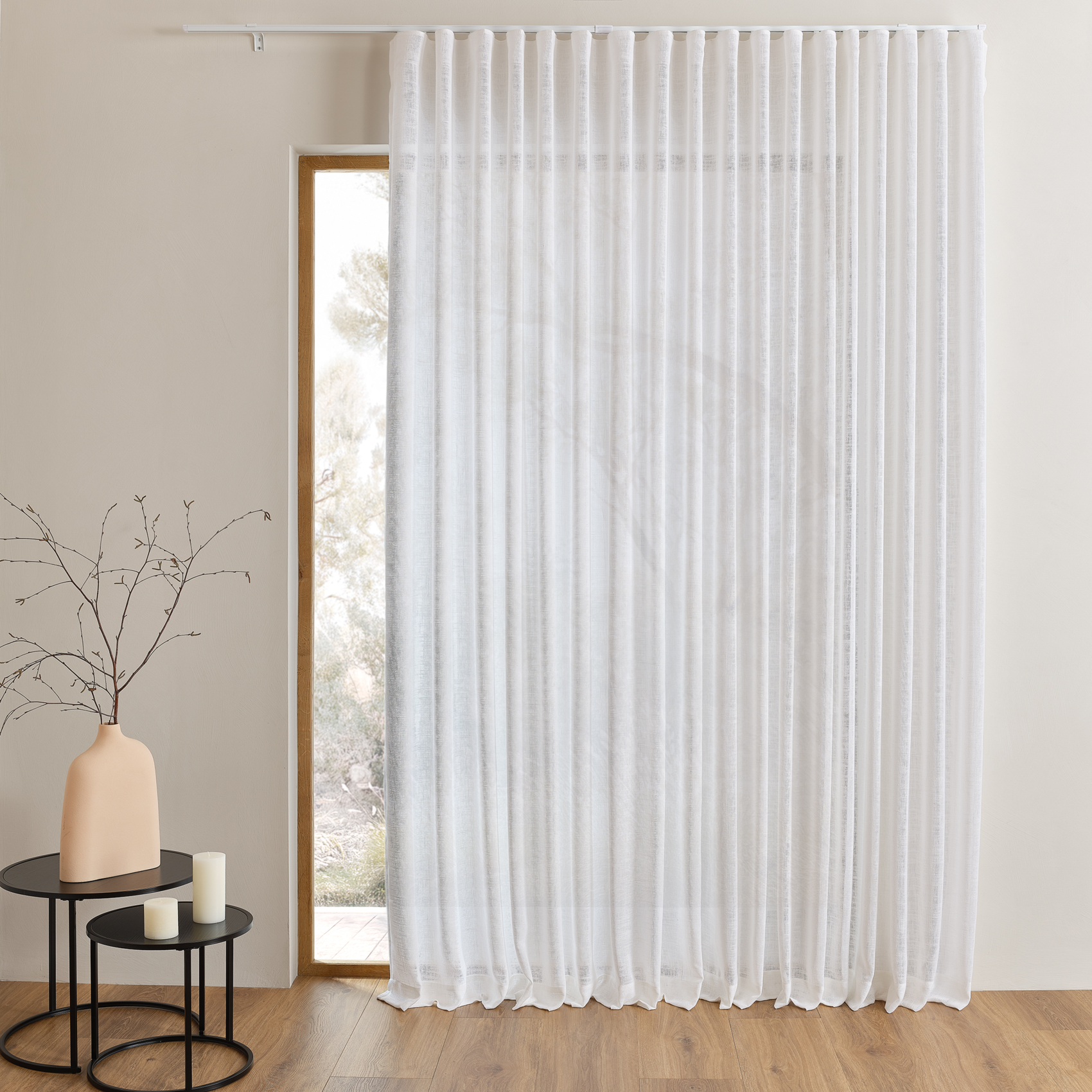 Kit rail extensible + Voilage poly-lin wave