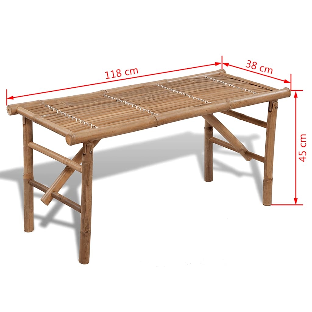 Banc de jardin pliable en bambou — vue 3