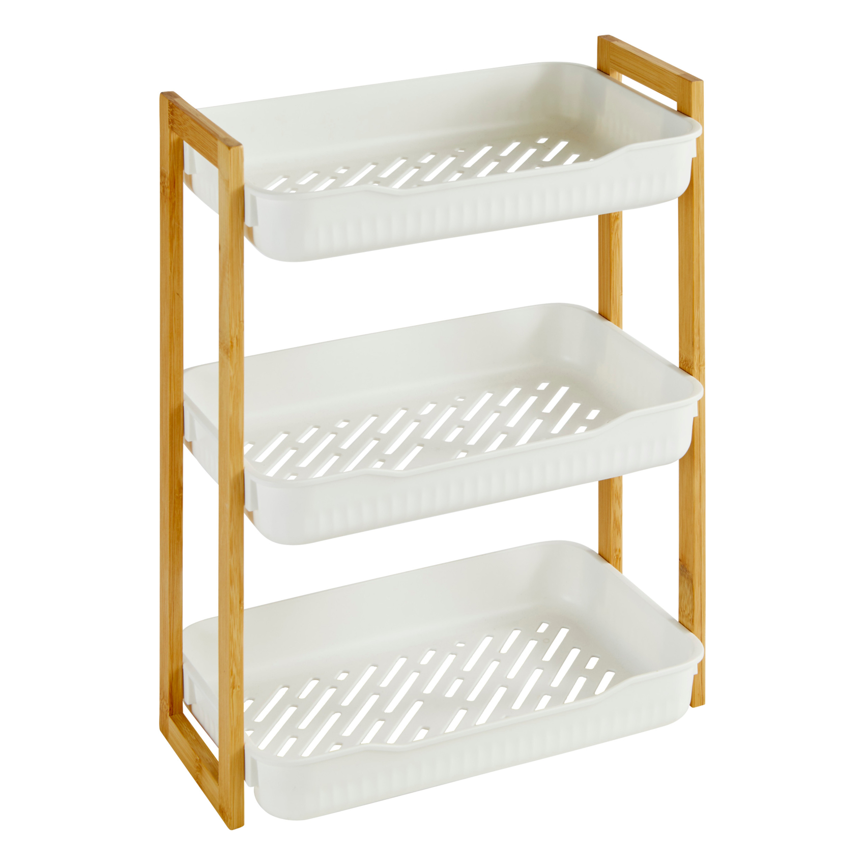 Étagère de rangement 3 niveaux bambou et plastique