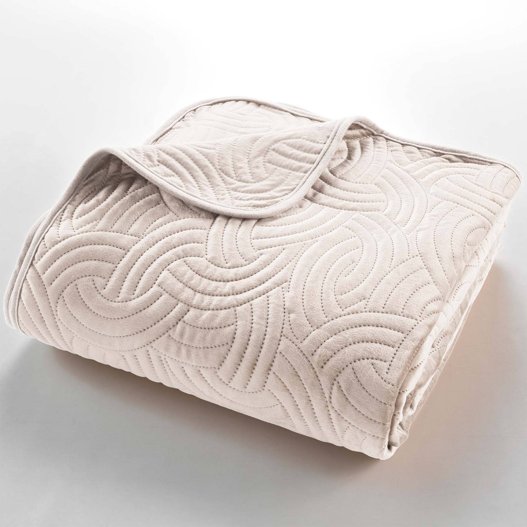 Couvre-lit 3 pièces matelassé velours + deux taies