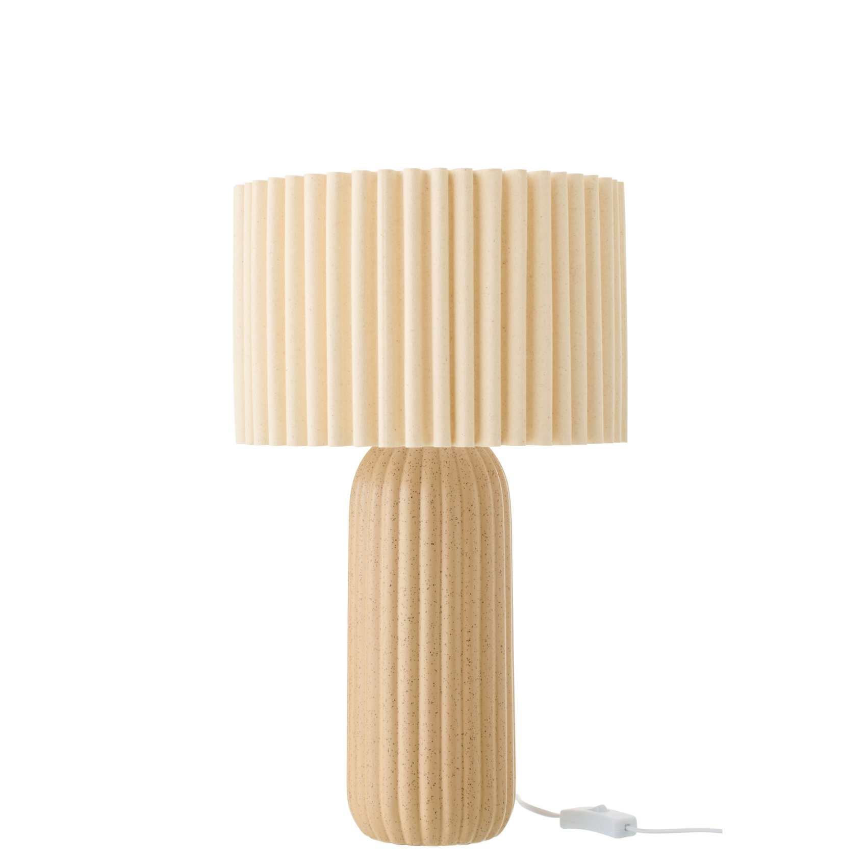 Lampe à poser en poterie avec abat-jour plissé