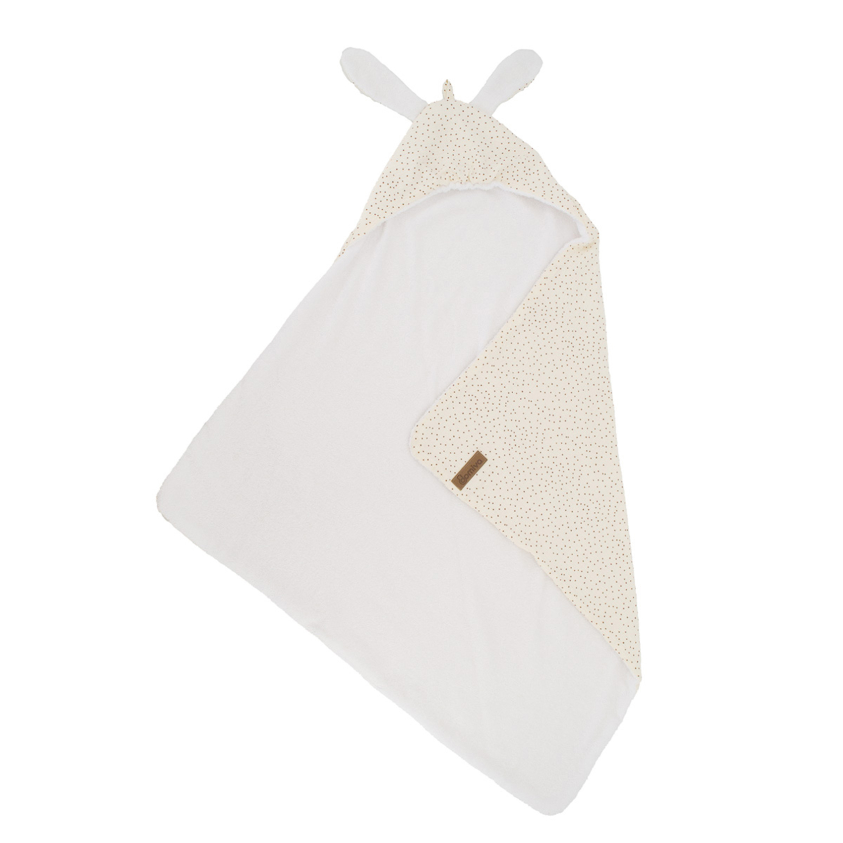 Sortie de bain bébé en mousseline à pois avec capuche