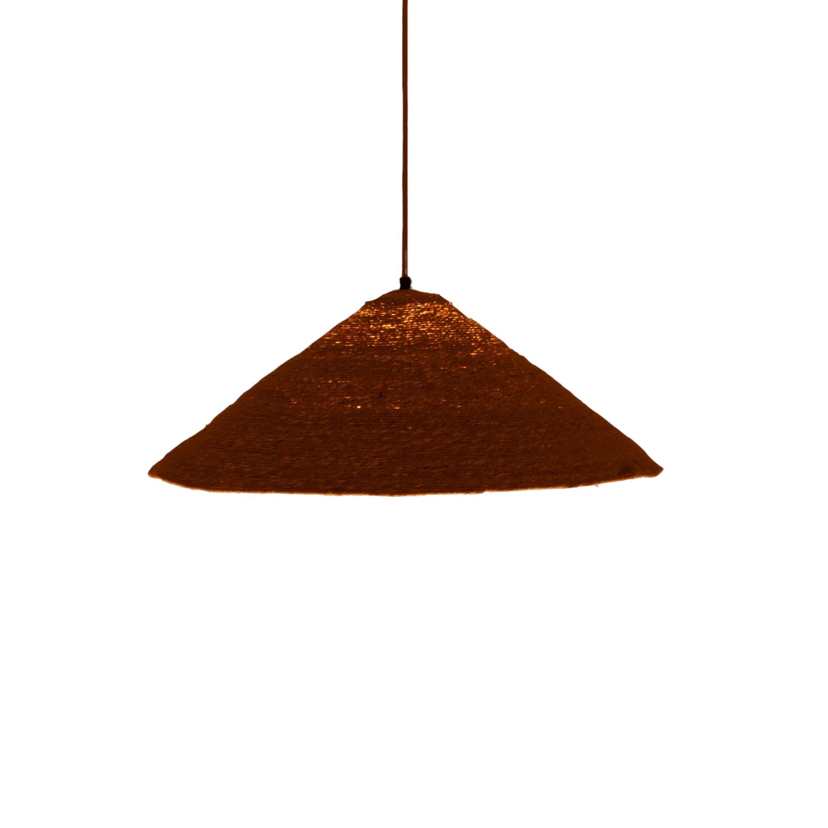 Suspension luminaire chapeau jonc naturel — vue 3