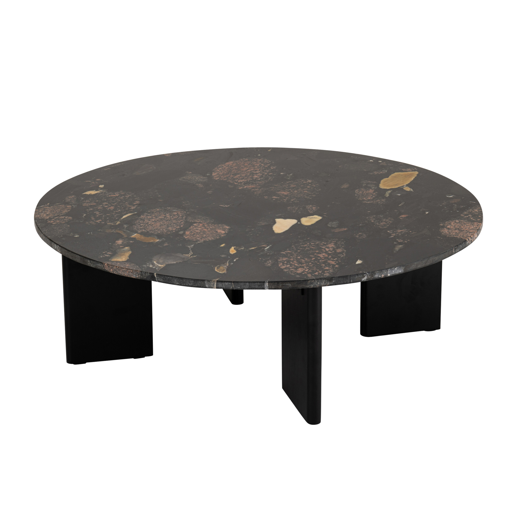 Table basse ronde en pierre effet marbre