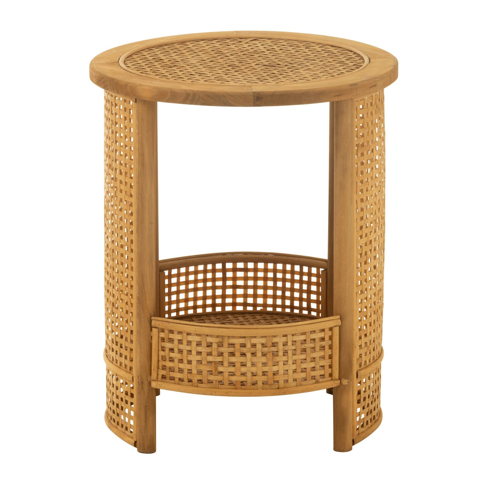 Table basse salon rotin à double plateaux
