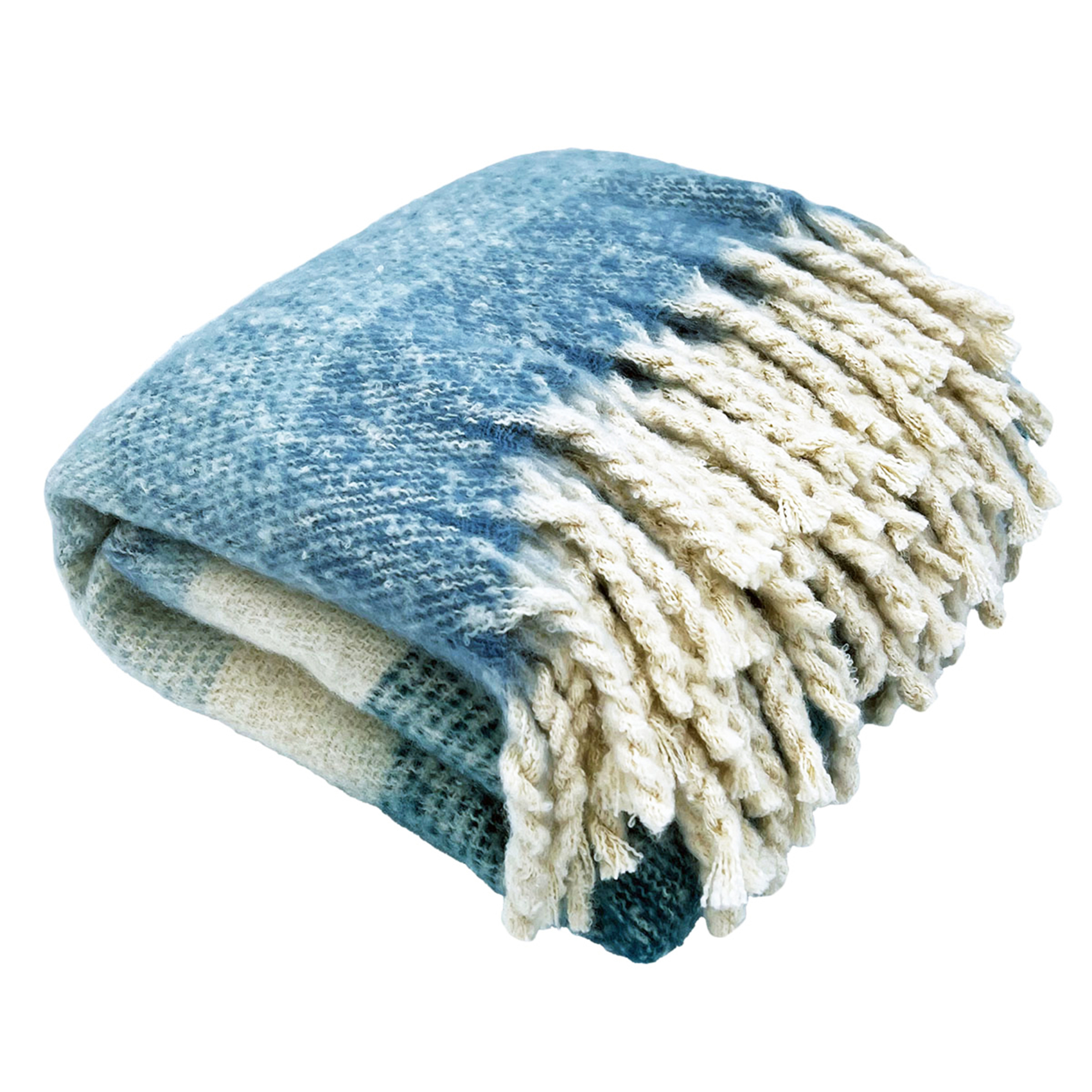 Plaid aspect mohair à franges torsadées — vue 4