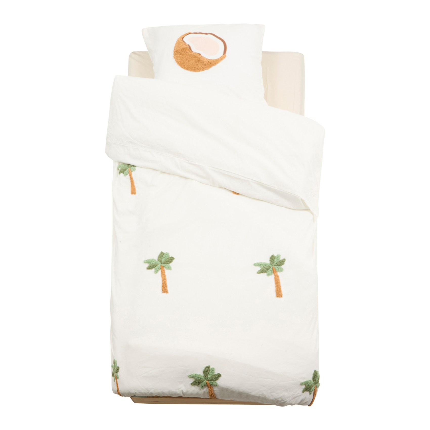 Parure de lit enfant 2 pièces coton tufté palmier housse + taie