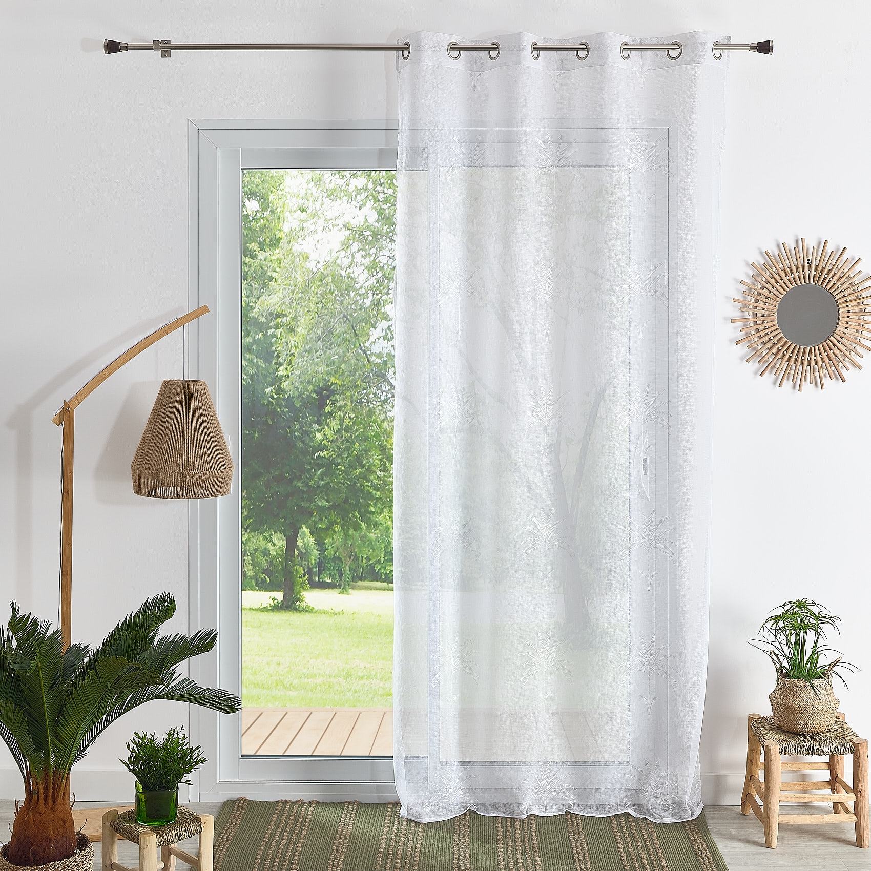 Voilage à oeillets brodé palmiers — vue 4