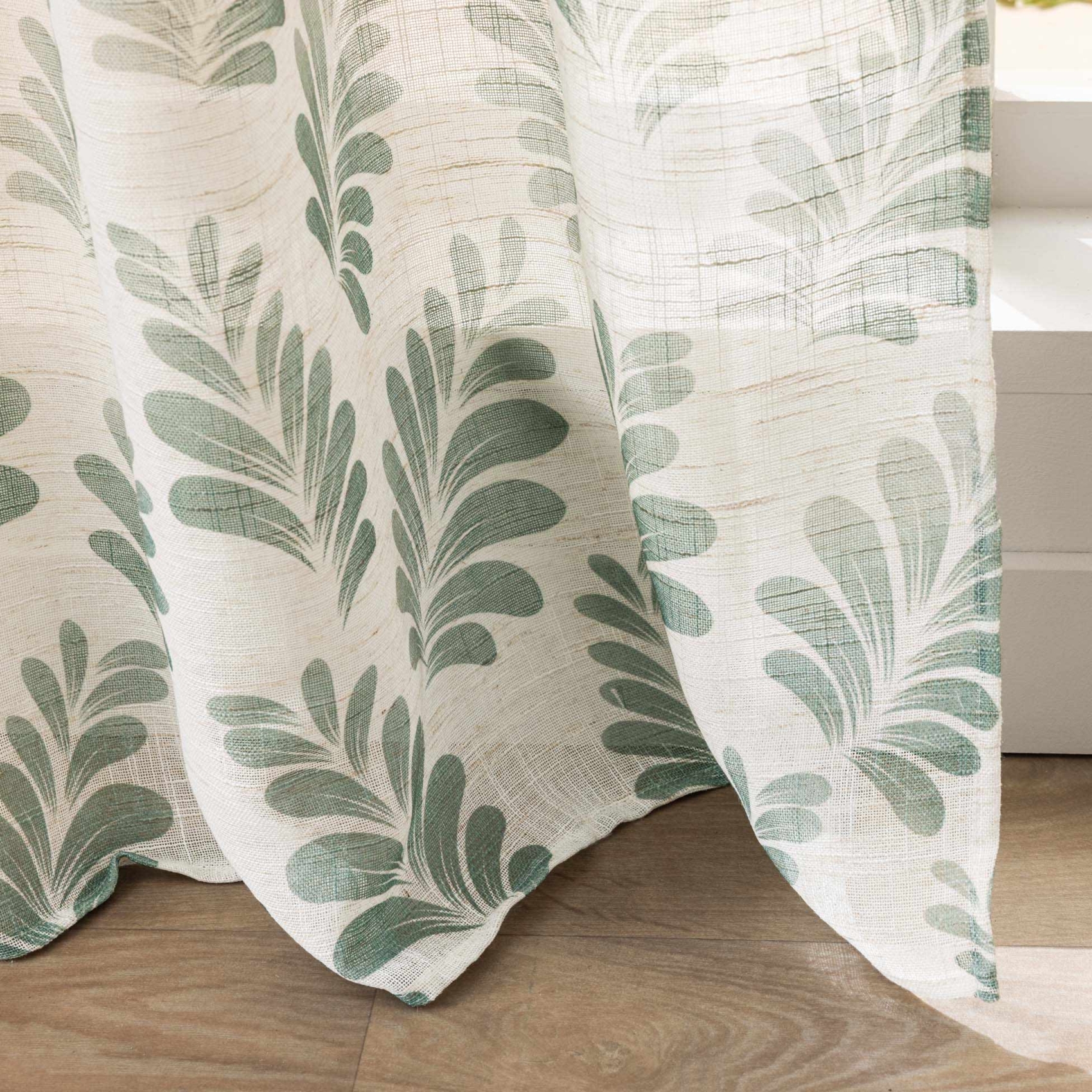 Rideau à œillets polylin imprimé végétal tamisant — vue 5