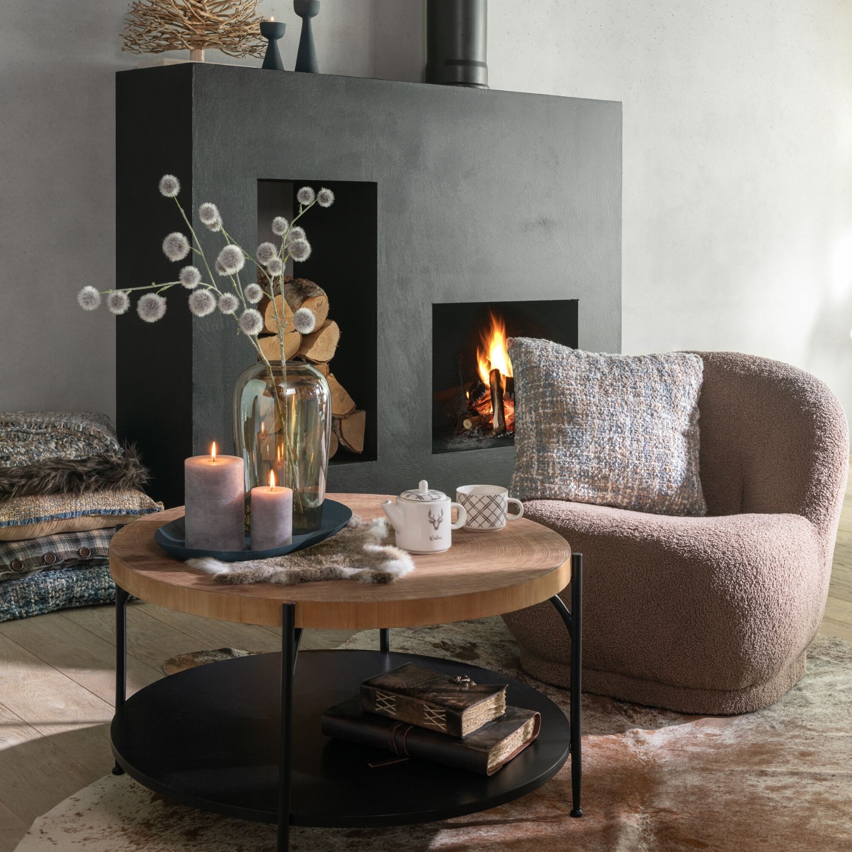 Fauteuil moelleux velours effet bouclette — vue 3