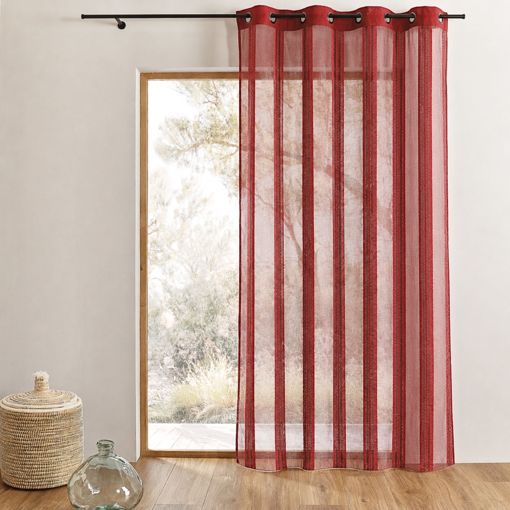 Voilage organza transparent à rayures verticales — vue 5
