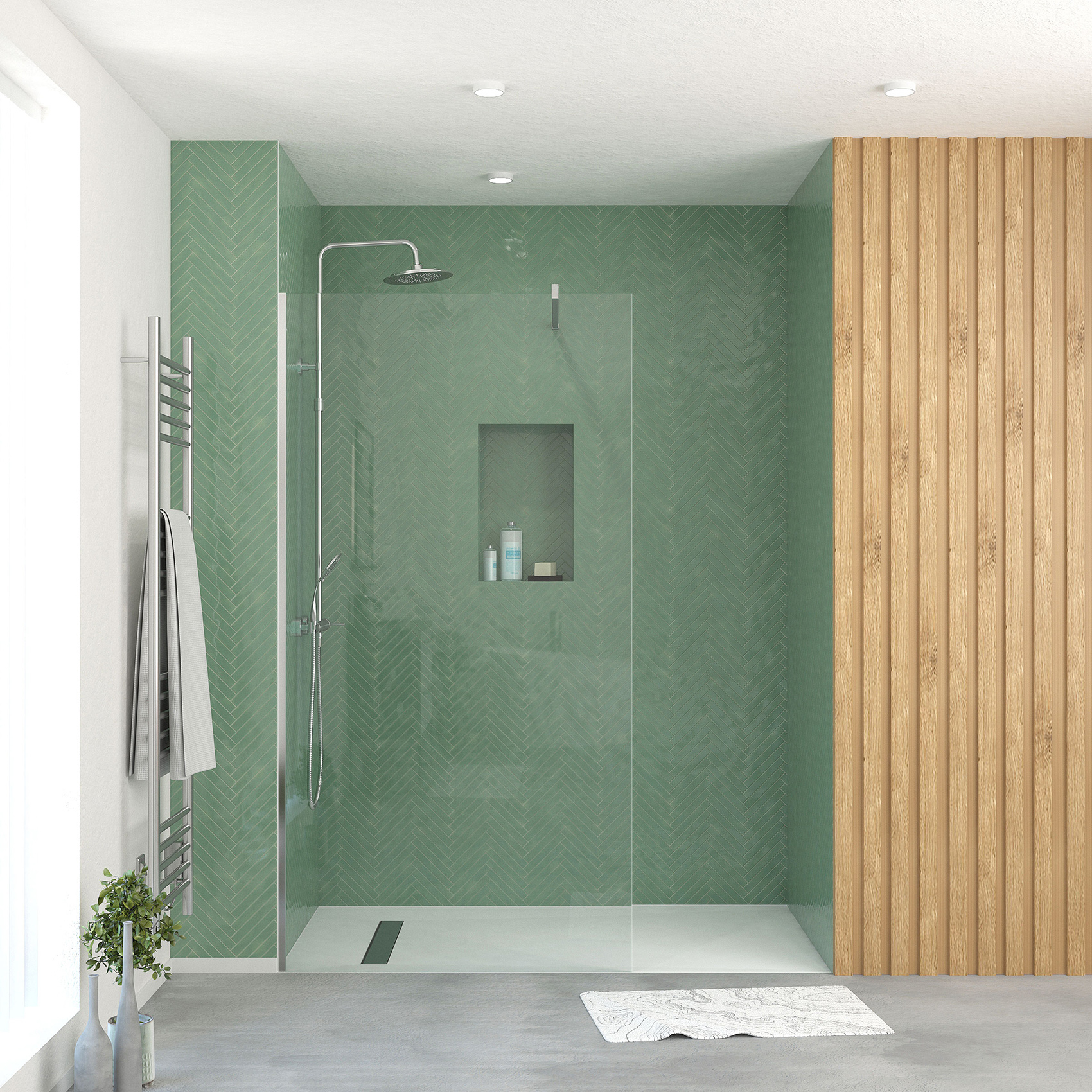 Paroi de douche minimaliste en verre trempé — vue 3