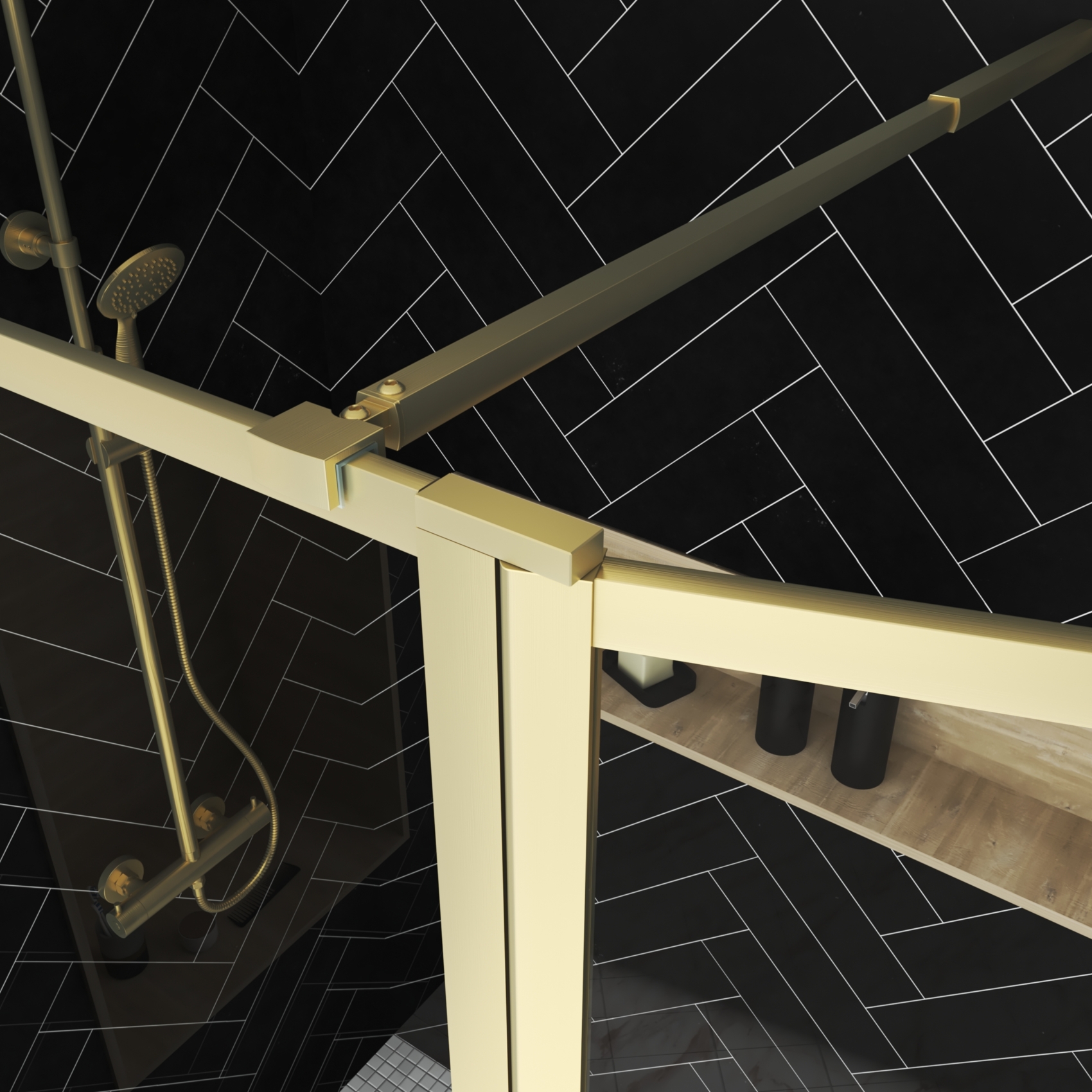 Paroi de douche à l’italienne avec volet pivotant en verre trempé 5 mm — vue 3
