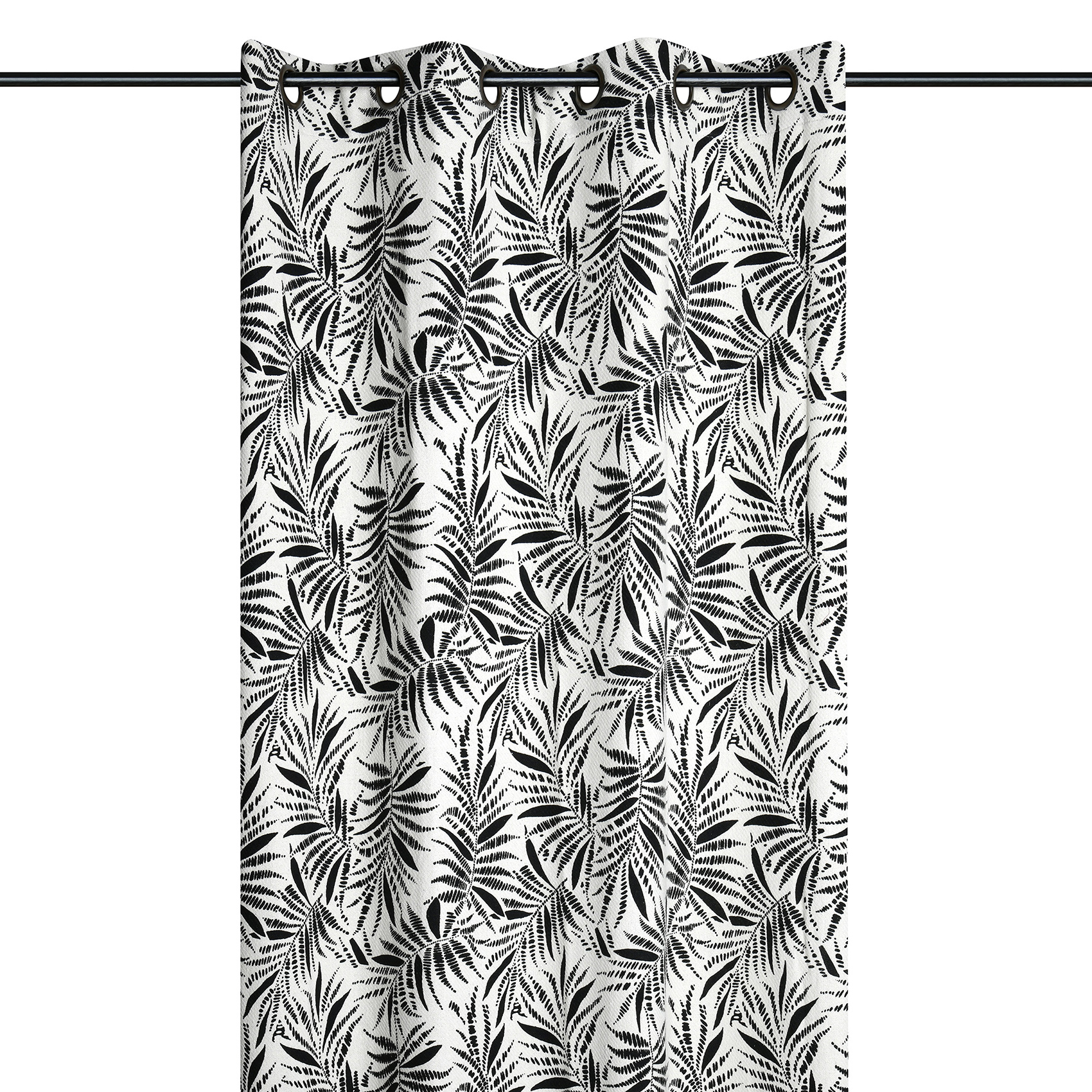 Rideau à oeillets imprimé feuillage tropical en coton — vue 4