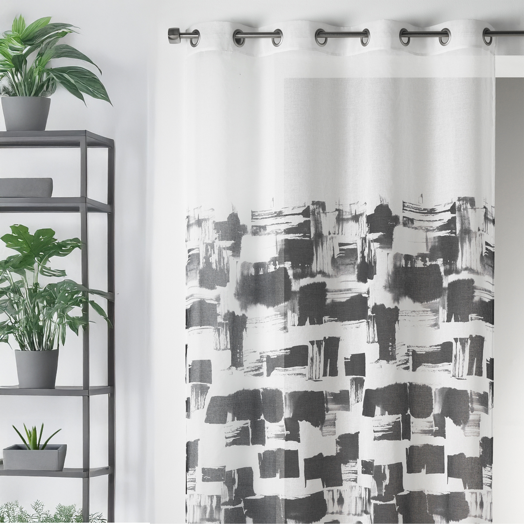 Voilage en Etamine Légère Imprimée effet Tableau