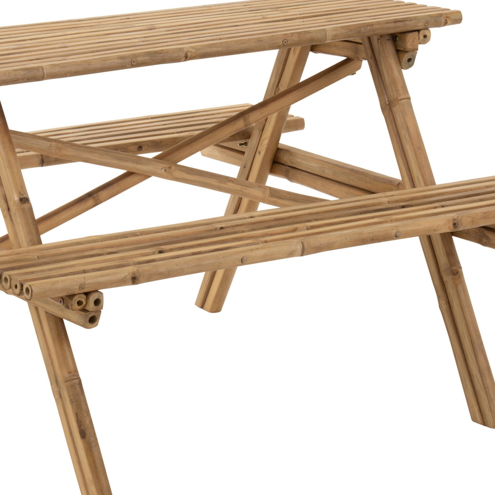 Table de pique-nique en bambou naturel — vue 4