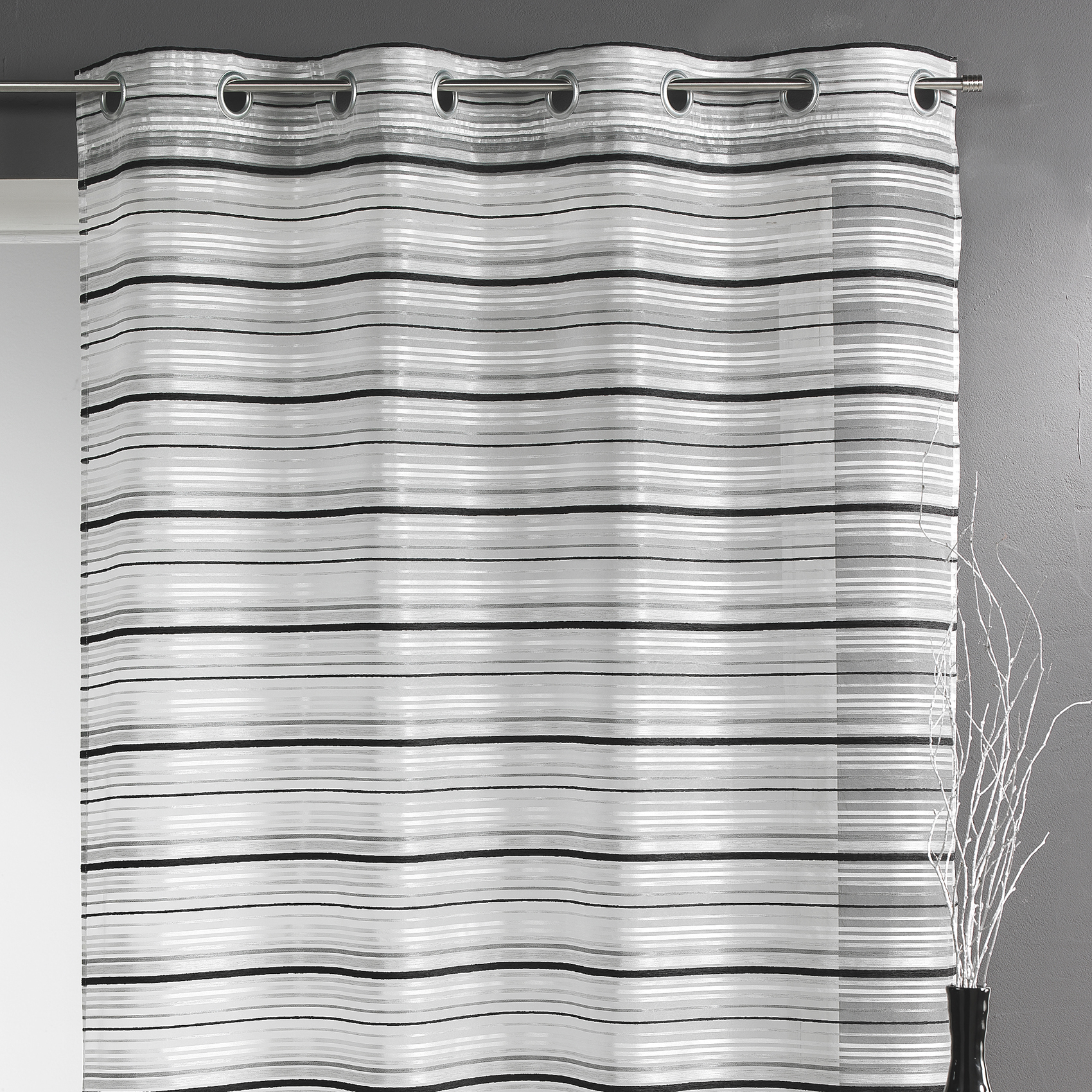 Voilage Organza tissé Rayures horizontales