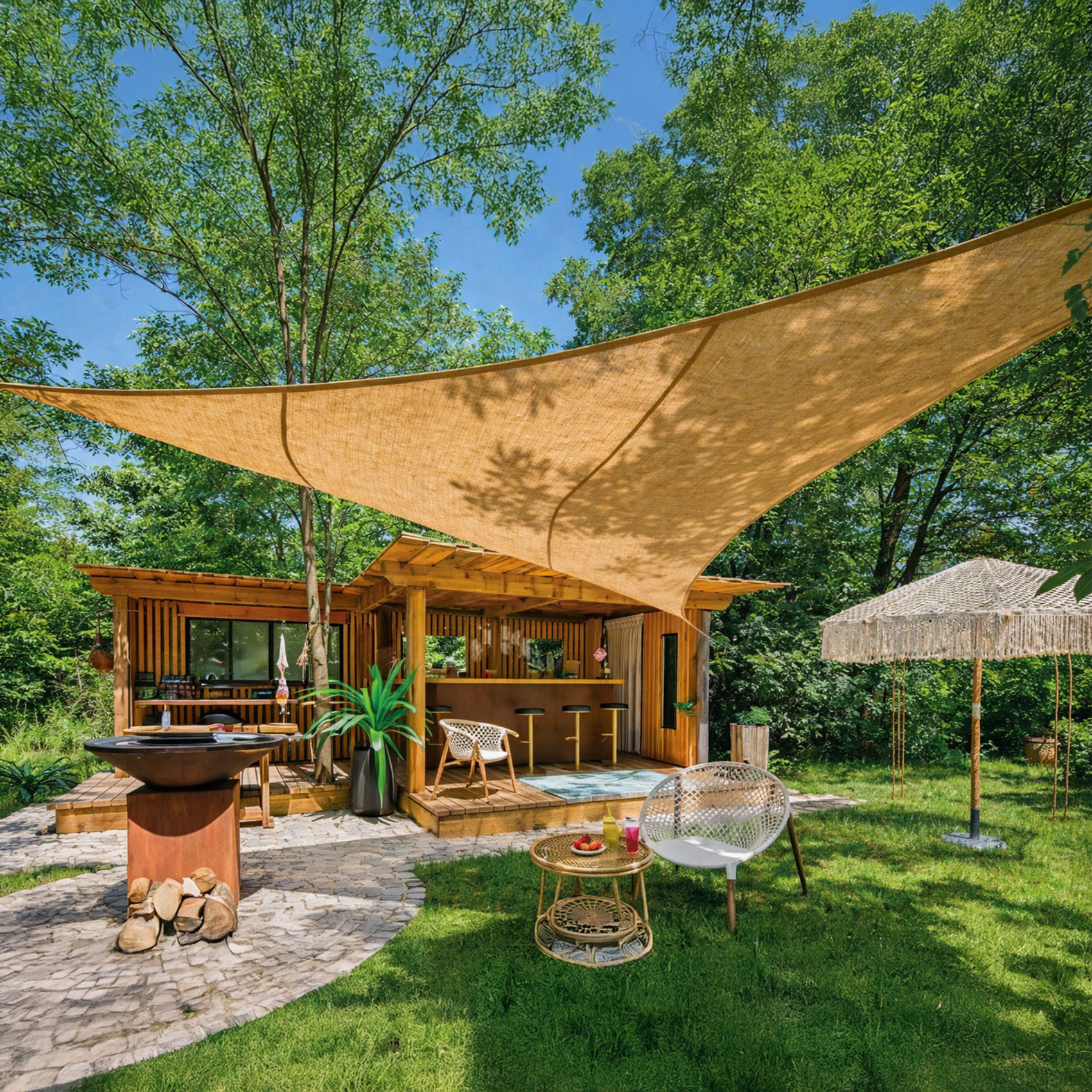 Voile d’ombrage triangulaire en jute — vue 3