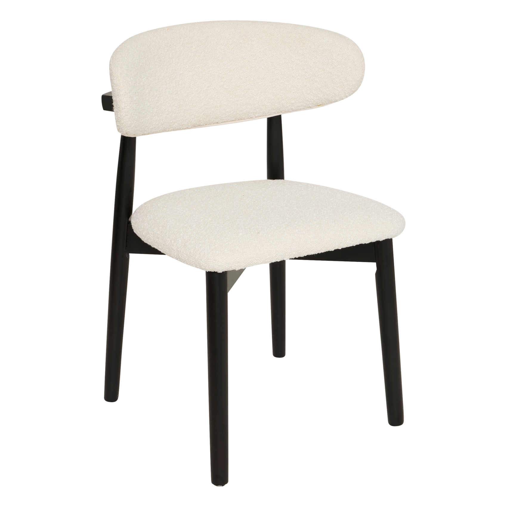 Chaise bouclette en bois massif avec dossier rembourré