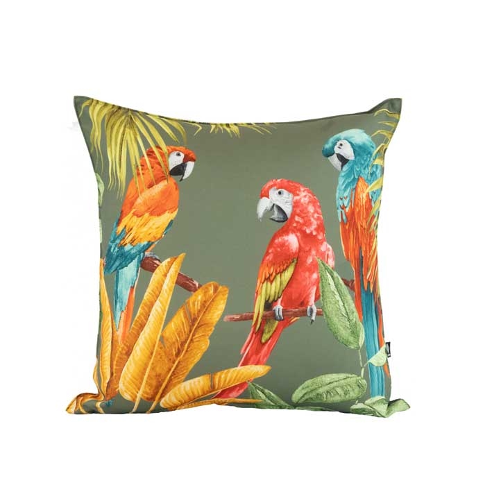 Coussin outdoor imprimé perroquets