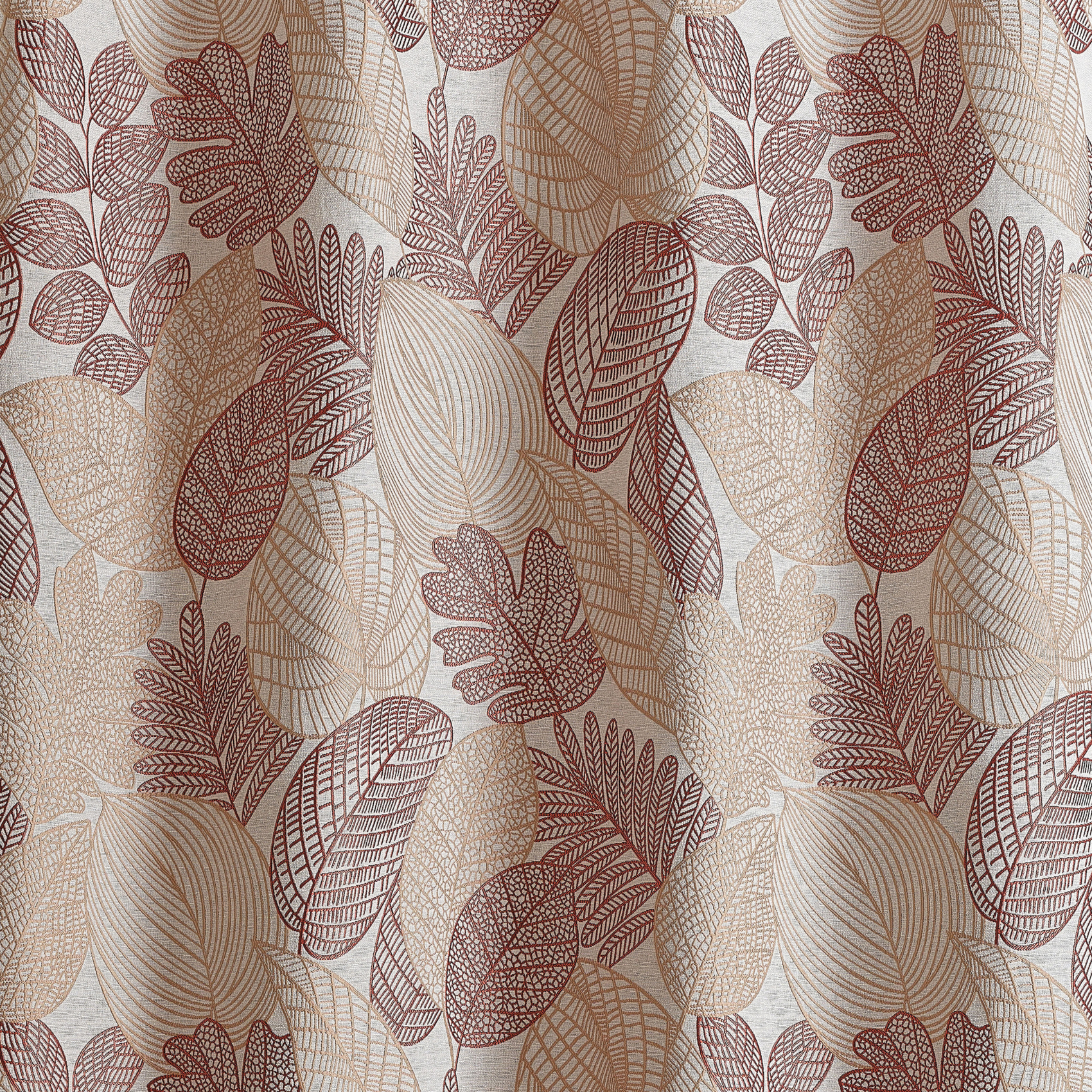 Tissu d’ameublement jacquard en polycoton à motifs feuilles