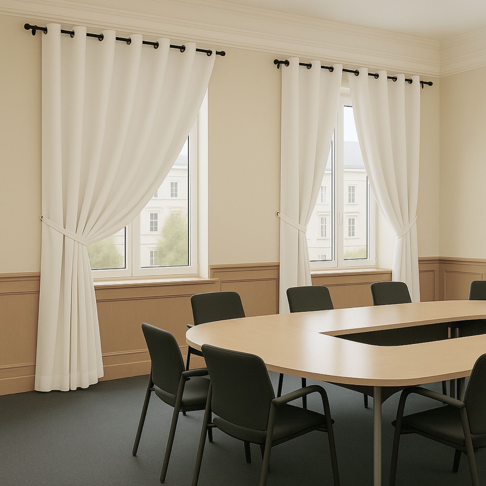 Rideau 100% Occultant Ignifugé M1 Non Feu Ecru — vue 5