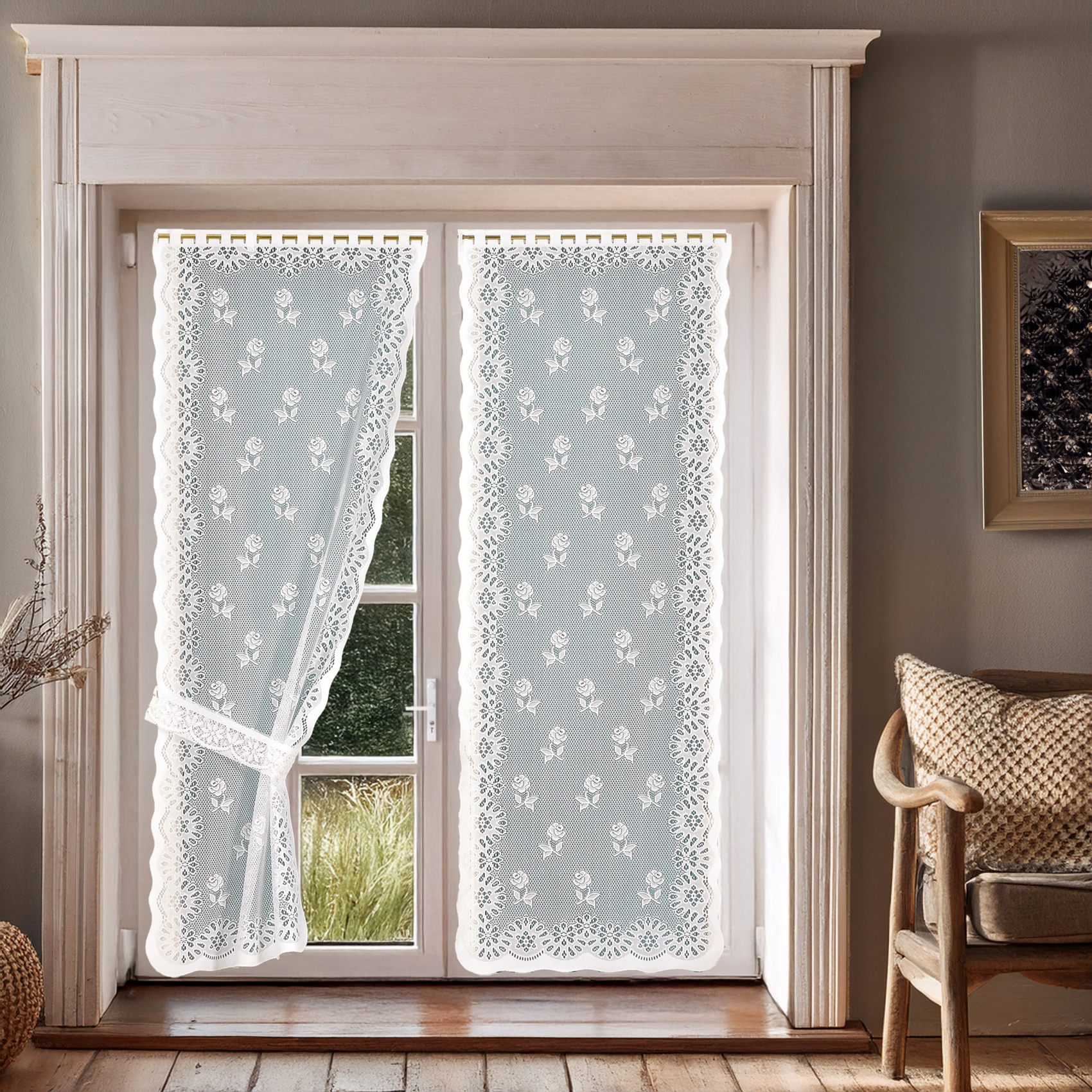 Paire de rideaux Bonne-Femme avec embrasses