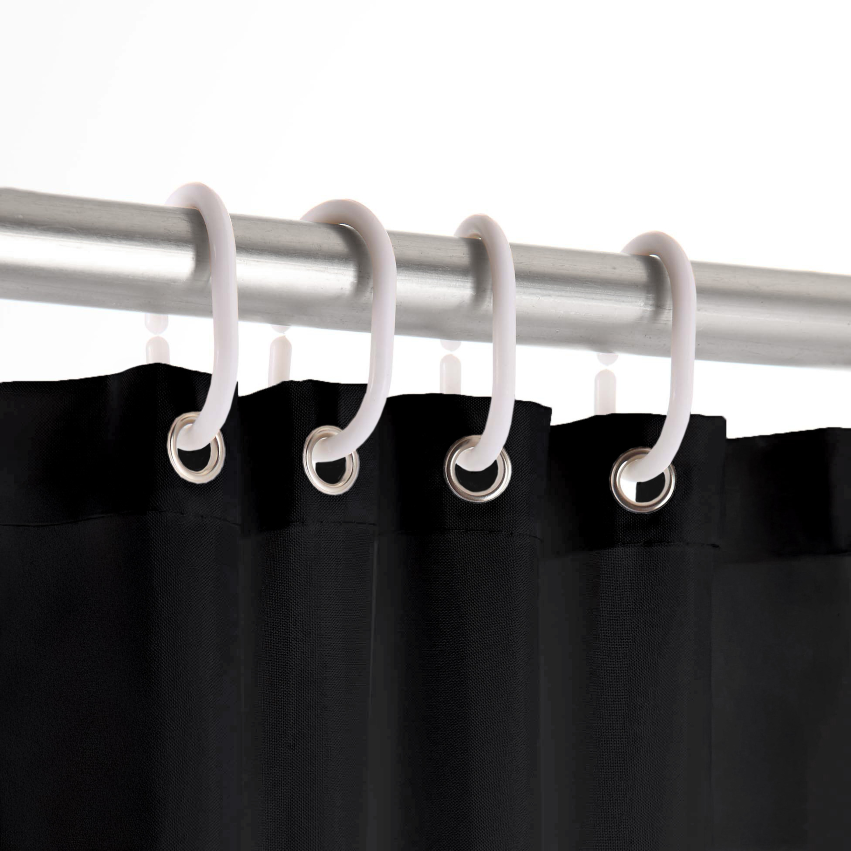 Rideau de douche uni avec crochets — vue 3