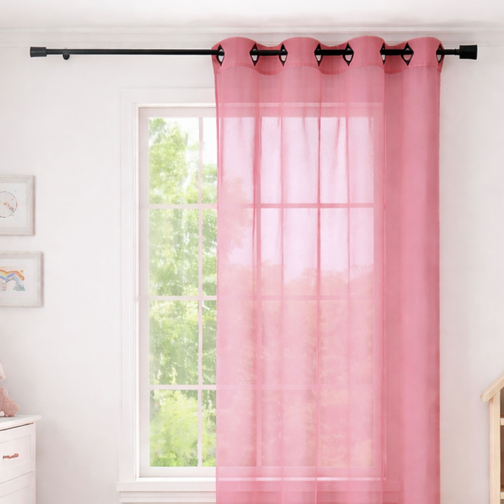 Voilage rose grande largeur — vue 4