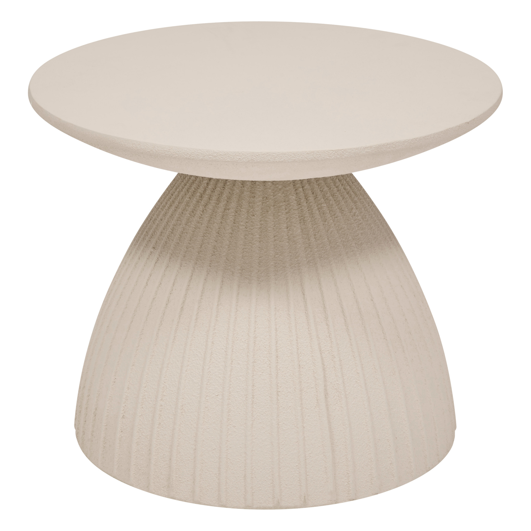 Table basse ronde en magnésie avec pied strié