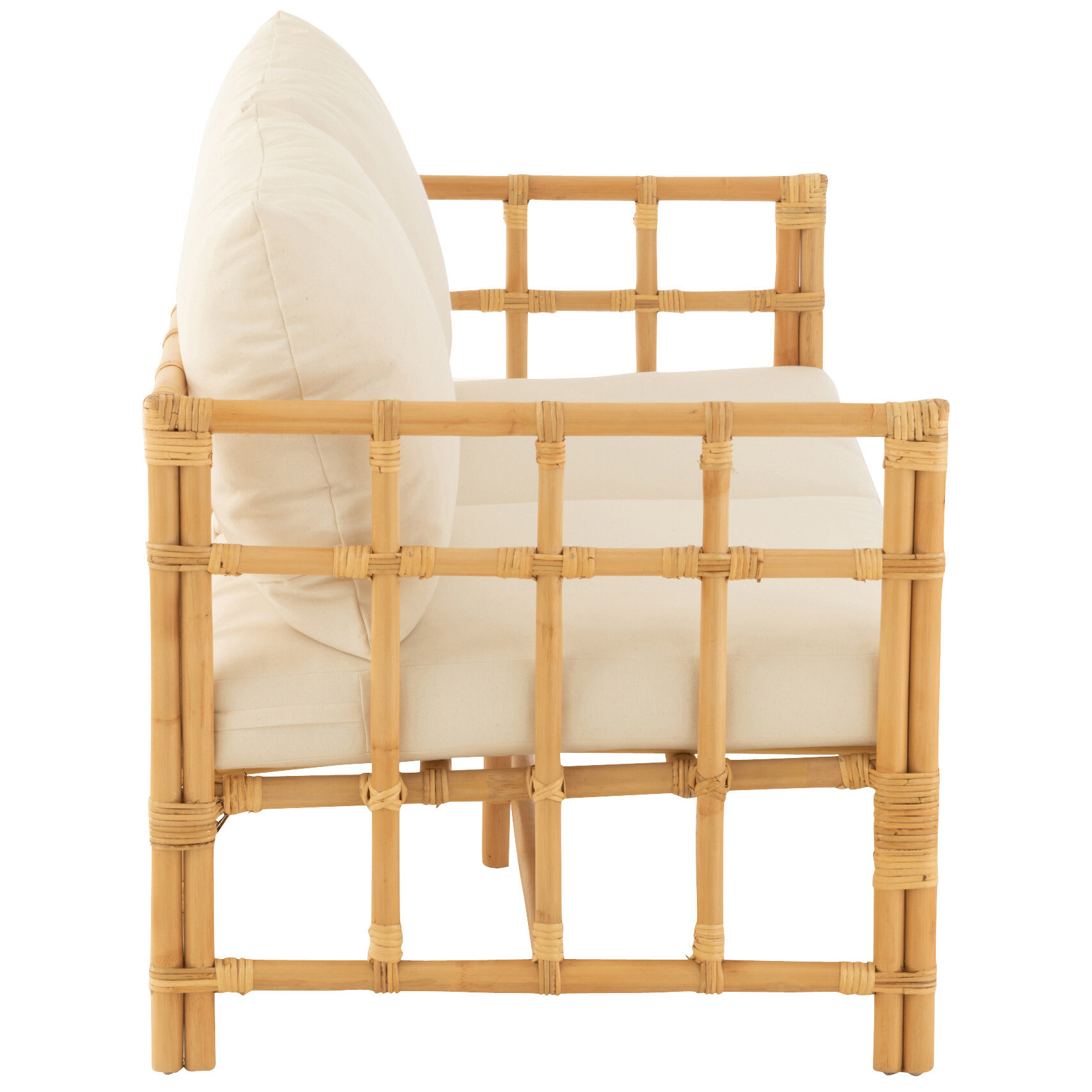 Canapé deux places en rotin avec coussins — vue 3