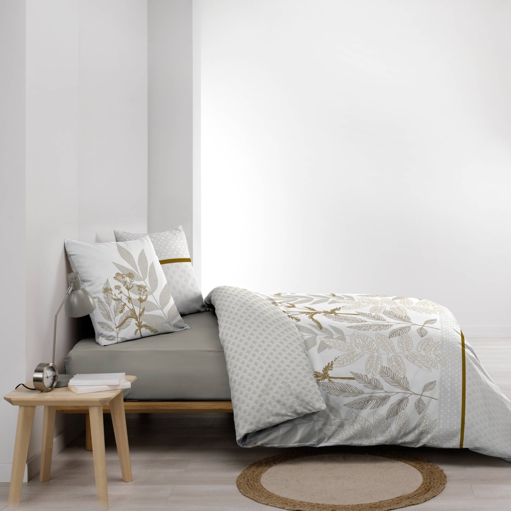 Parure de lit coton motif feuillage double face imprimée — vue 6