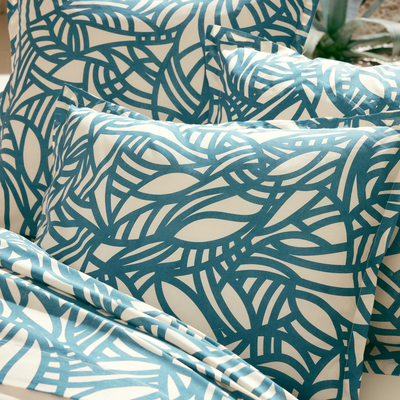 Parure de lit  2 pièces coton végétal géométrique housse + taie — vue 3